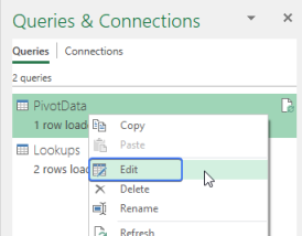 Refreshable Excel spreadsheets - changing the database to the previous ...